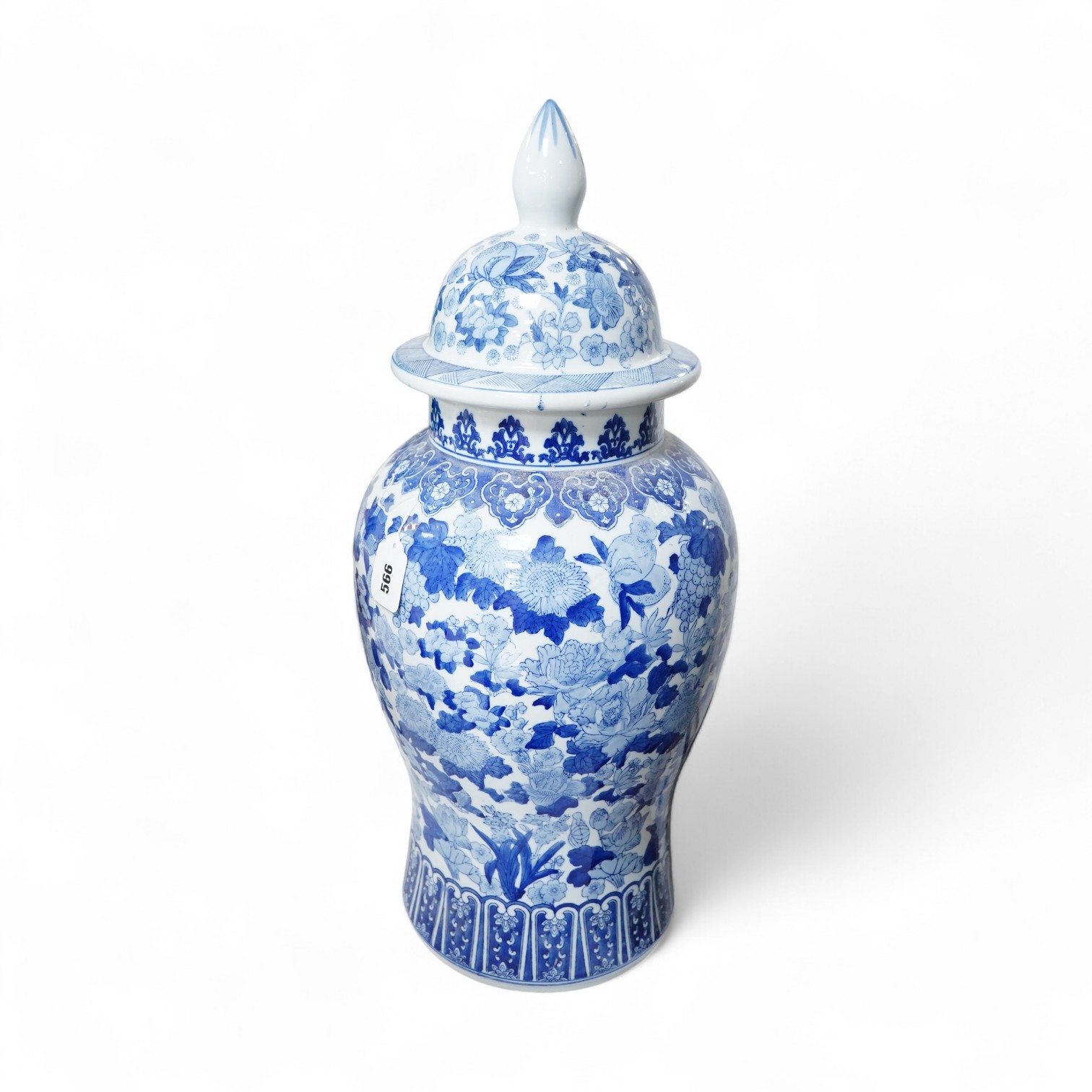 A large modern Chinese blue and white floor vase and cover, 70cm